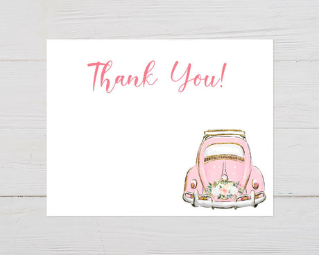 Pink Car Thank You Card - goprintplus