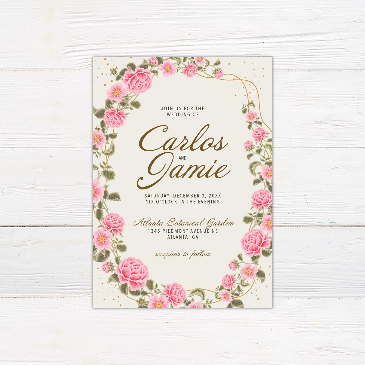 Pink Curved Floral Invitation - goprintplus