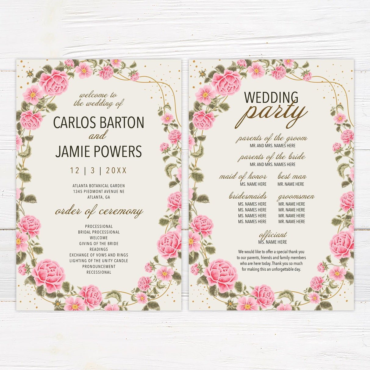 Pink Curved Floral Invitation - goprintplus