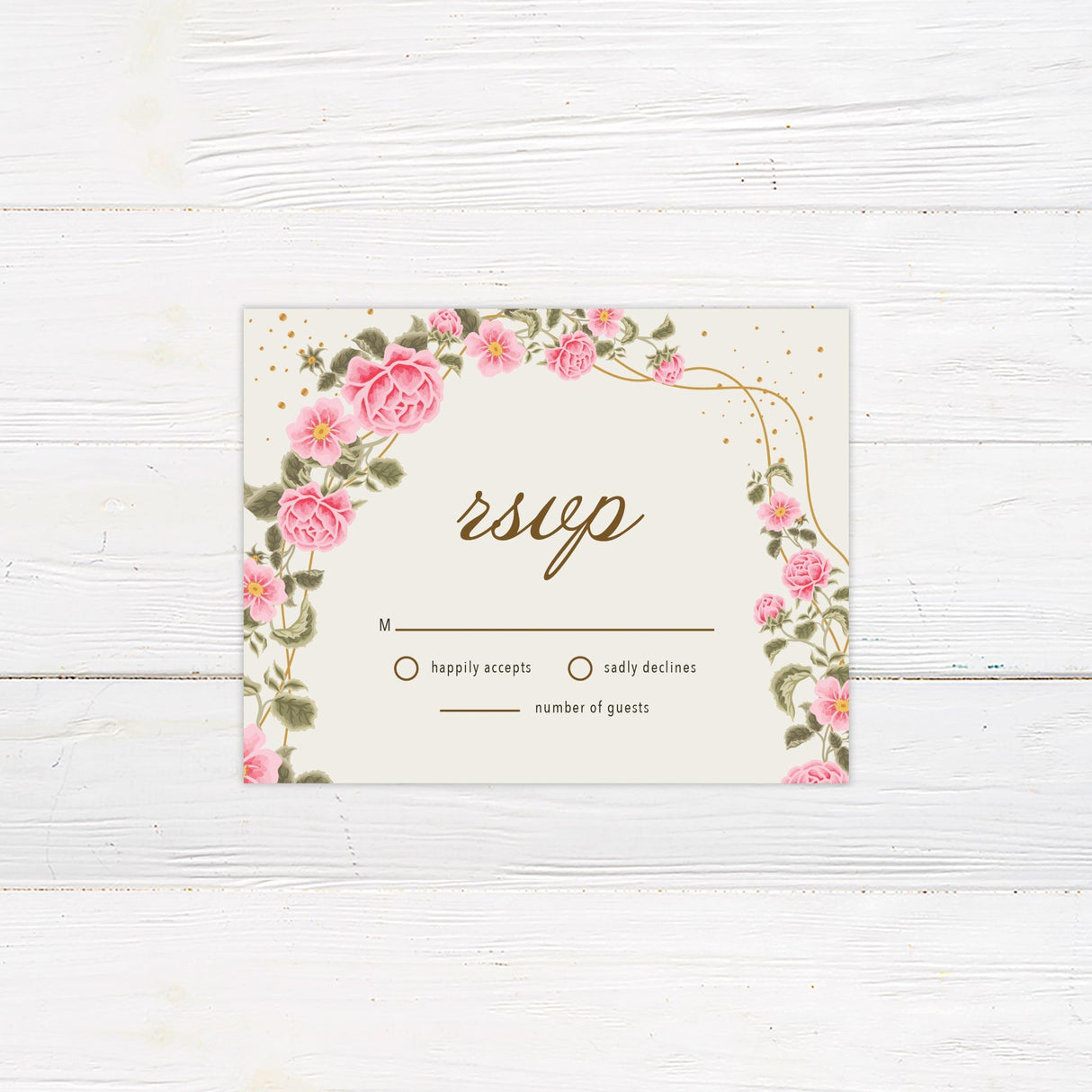 Pink Curved Floral Invitation - goprintplus