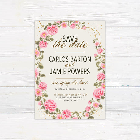 Pink Curved Floral Invitation - goprintplus