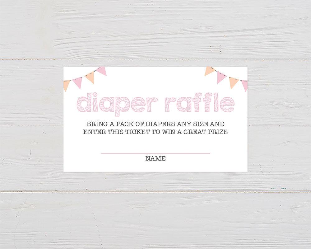 Pink Flag Diaper Raffle Ticket - goprintplus