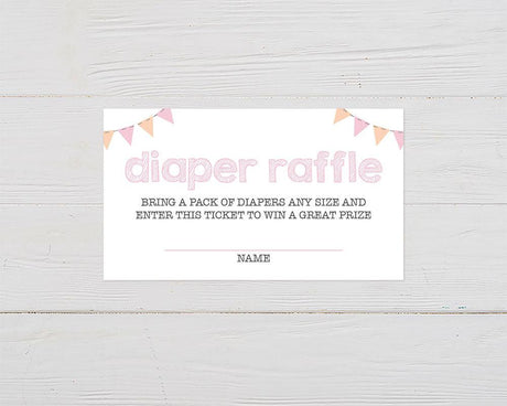 Pink Flag Diaper Raffle Ticket - goprintplus