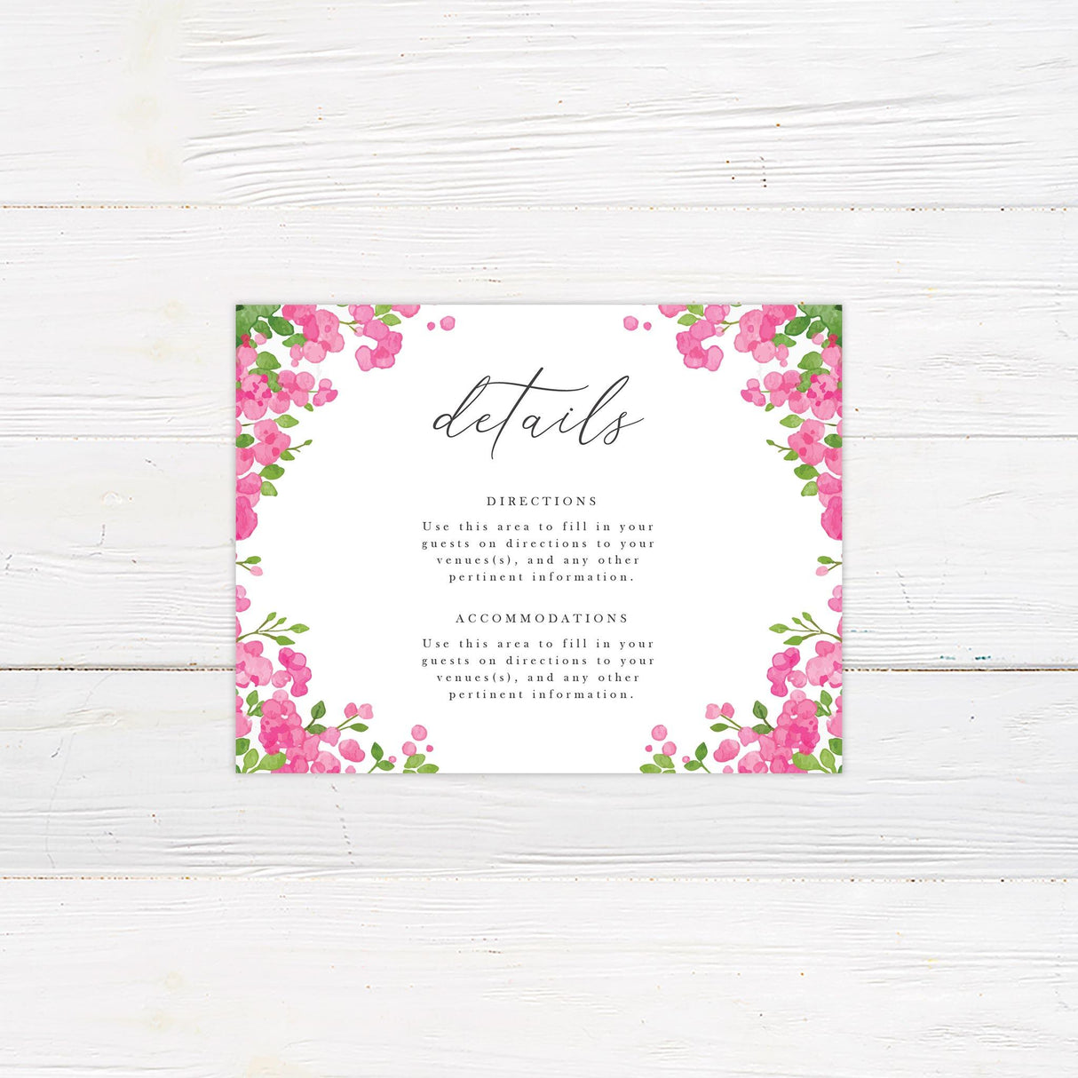 Pink Floral Arch Details Cards - goprintplus