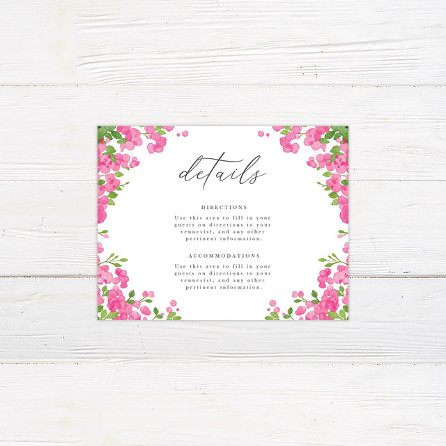 Pink Floral Arch Details Cards - goprintplus