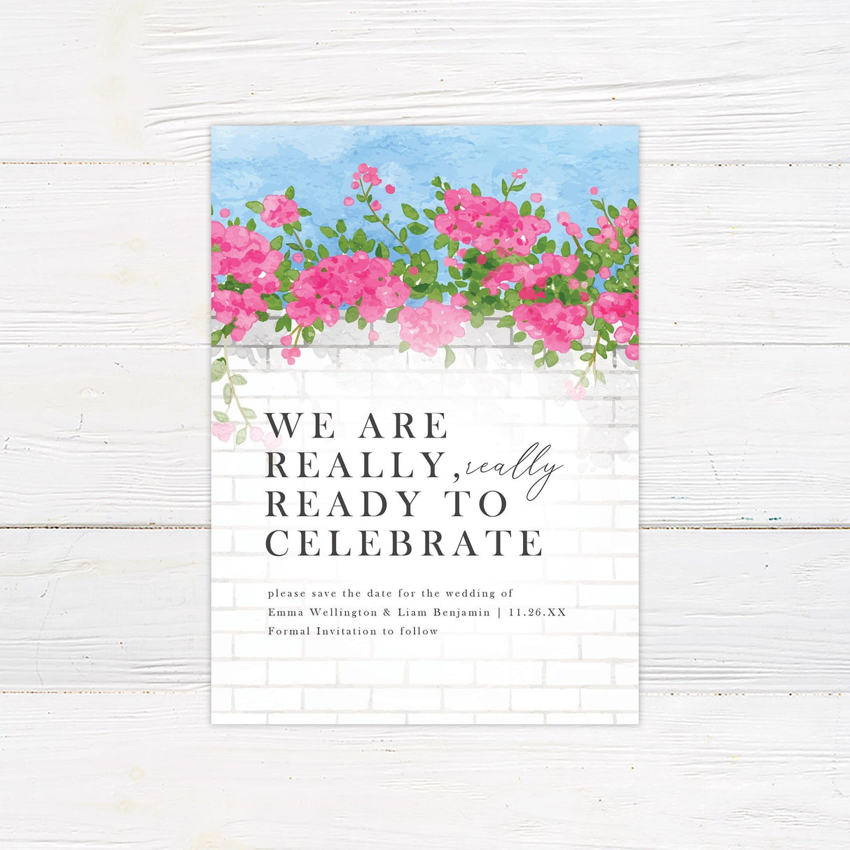 Pink Floral Arch Save The Date - goprintplus