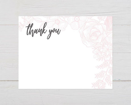 Pink Floral Thank You Card - goprintplus