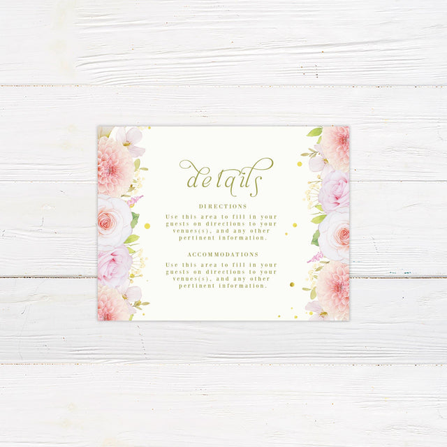 Pink Floral Border Details Cards - goprintplus