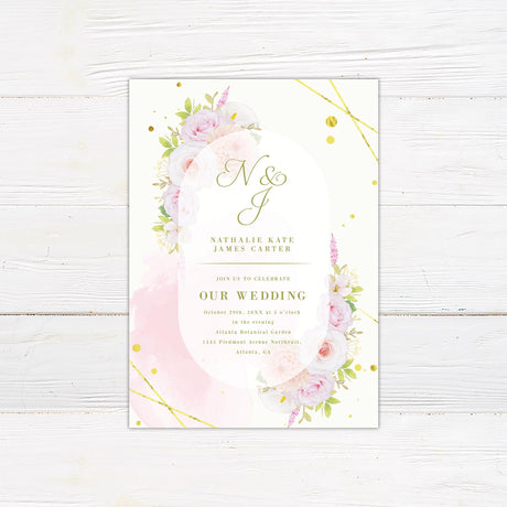 Pink Floral Border Invitations - goprintplus