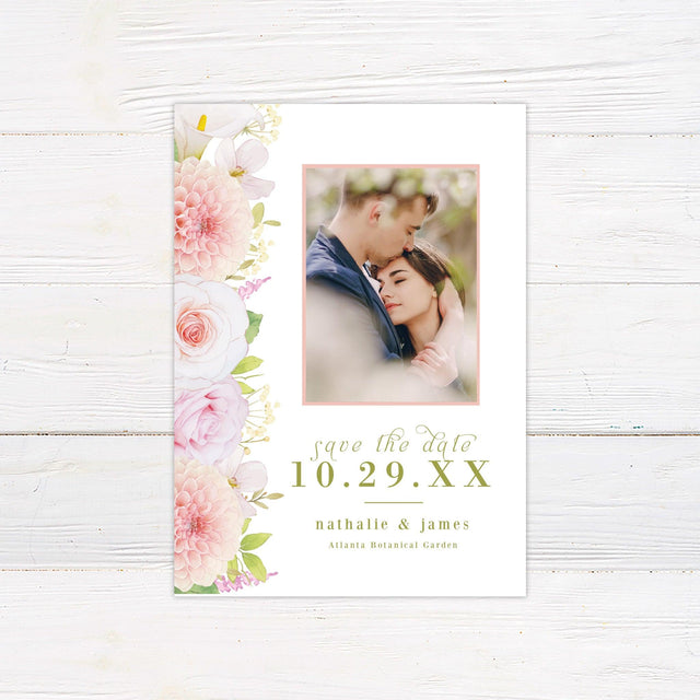 Pink Floral Border Save The Date - goprintplus