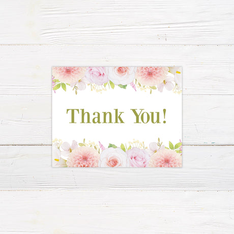 Pink Floral Border Thank You Card - goprintplus