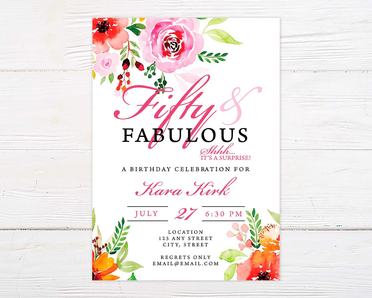 Pink Floral Party Invitation - goprintplus