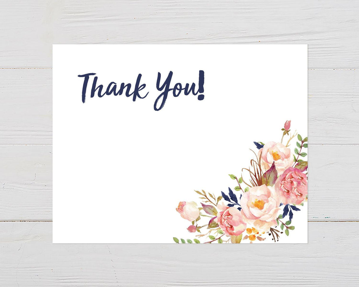 Pink Flowers Thank You Card - goprintplus