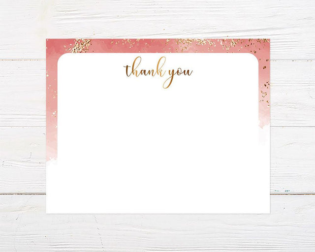 Pink Gold Glitter Thank You Card - goprintplus