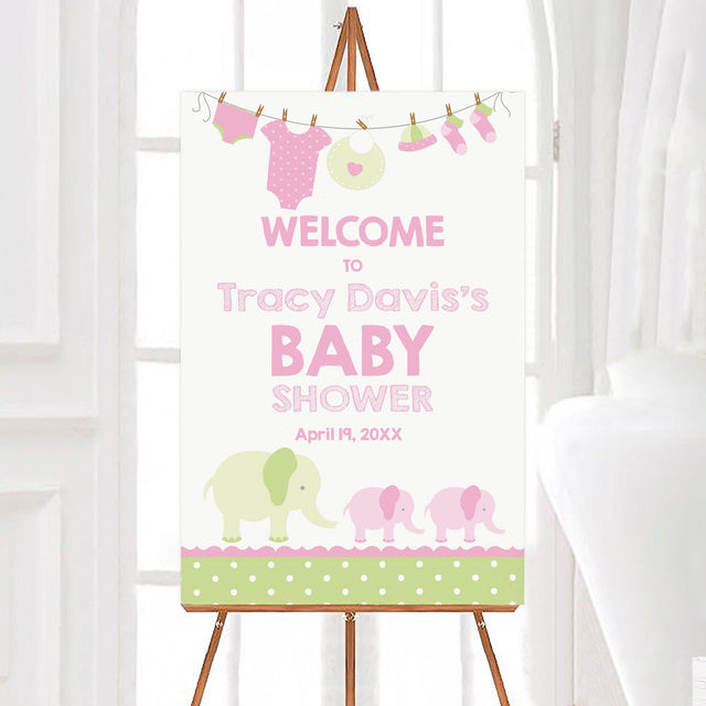 Pink Green Elephant Sign - goprintplus