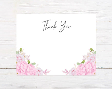 Pink Hydrangea Shower Thank You Card - goprintplus