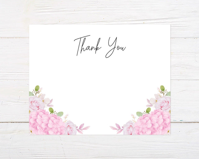 Pink Hydrangea Shower Thank You Card - goprintplus