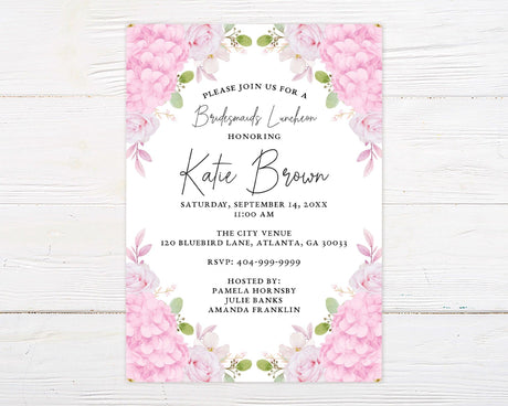 Pink Hydrangea Shower Invitation - goprintplus