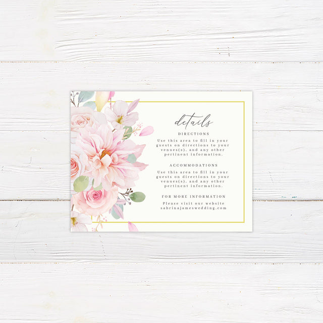 Pink Pastel Floral Details Card - goprintplus