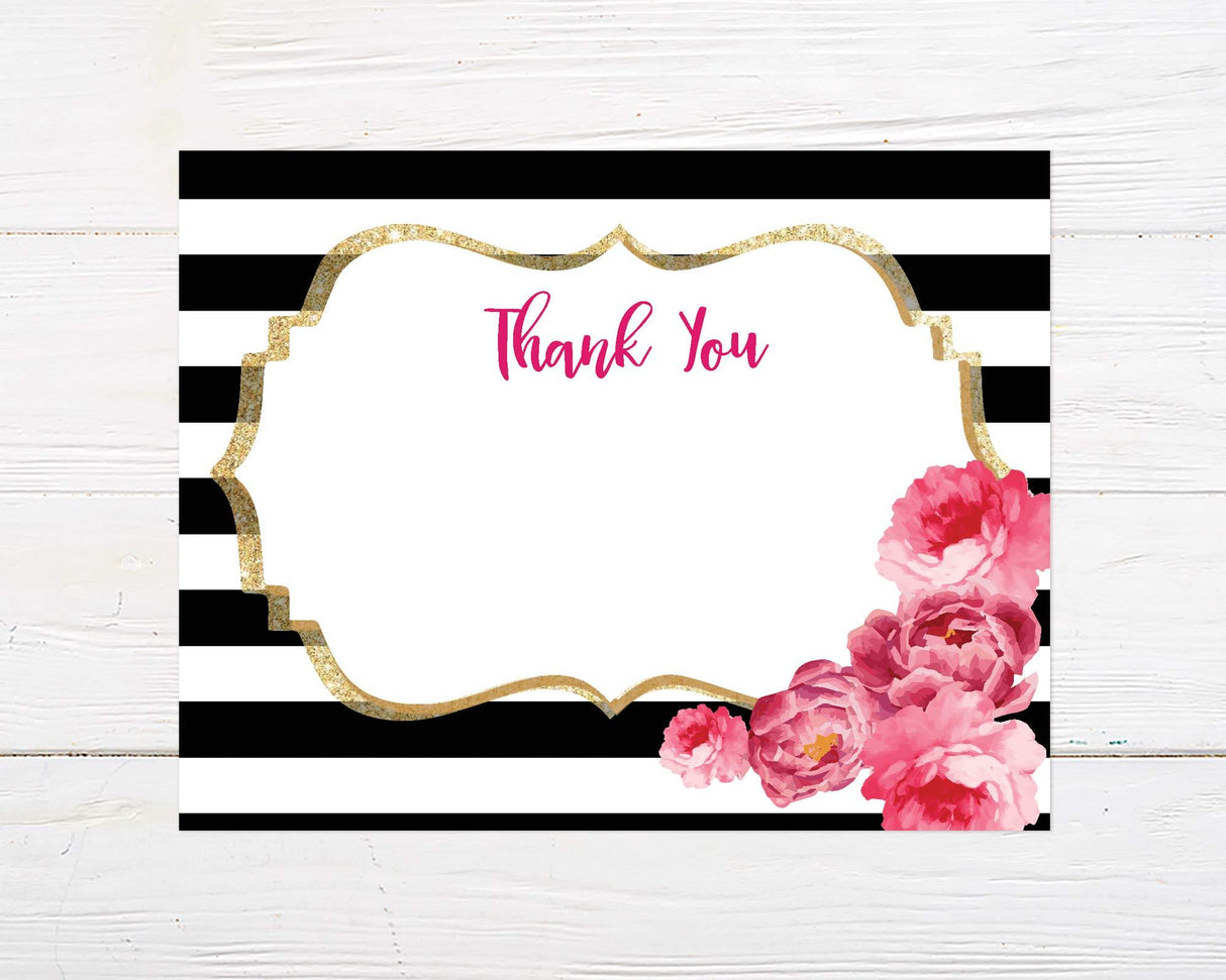 Pink Peonies Thank You Card - goprintplus