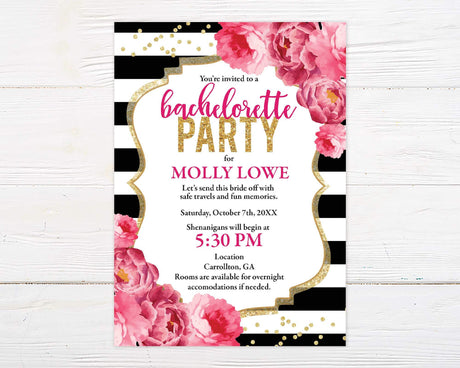 Pink Peonies Invitation - goprintplus