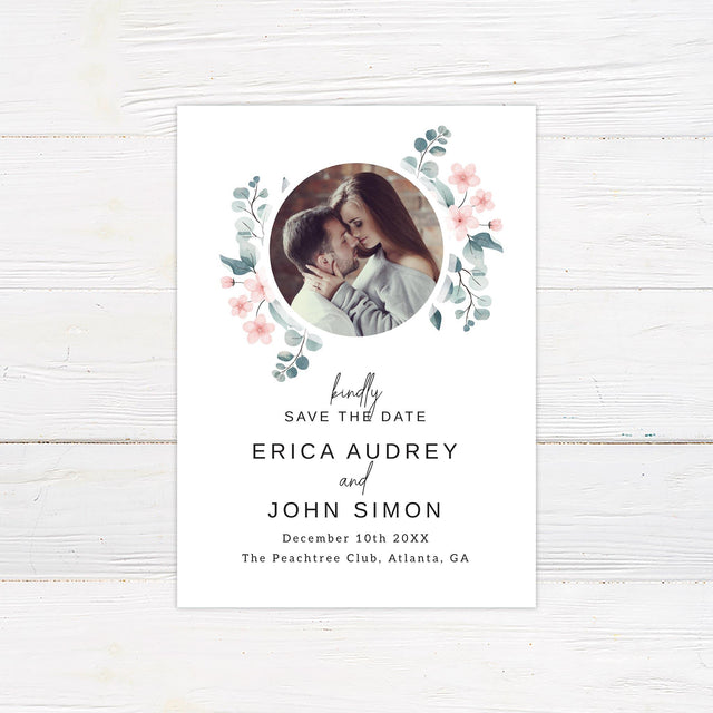 Pink Petals Save The Date Card - goprintplus