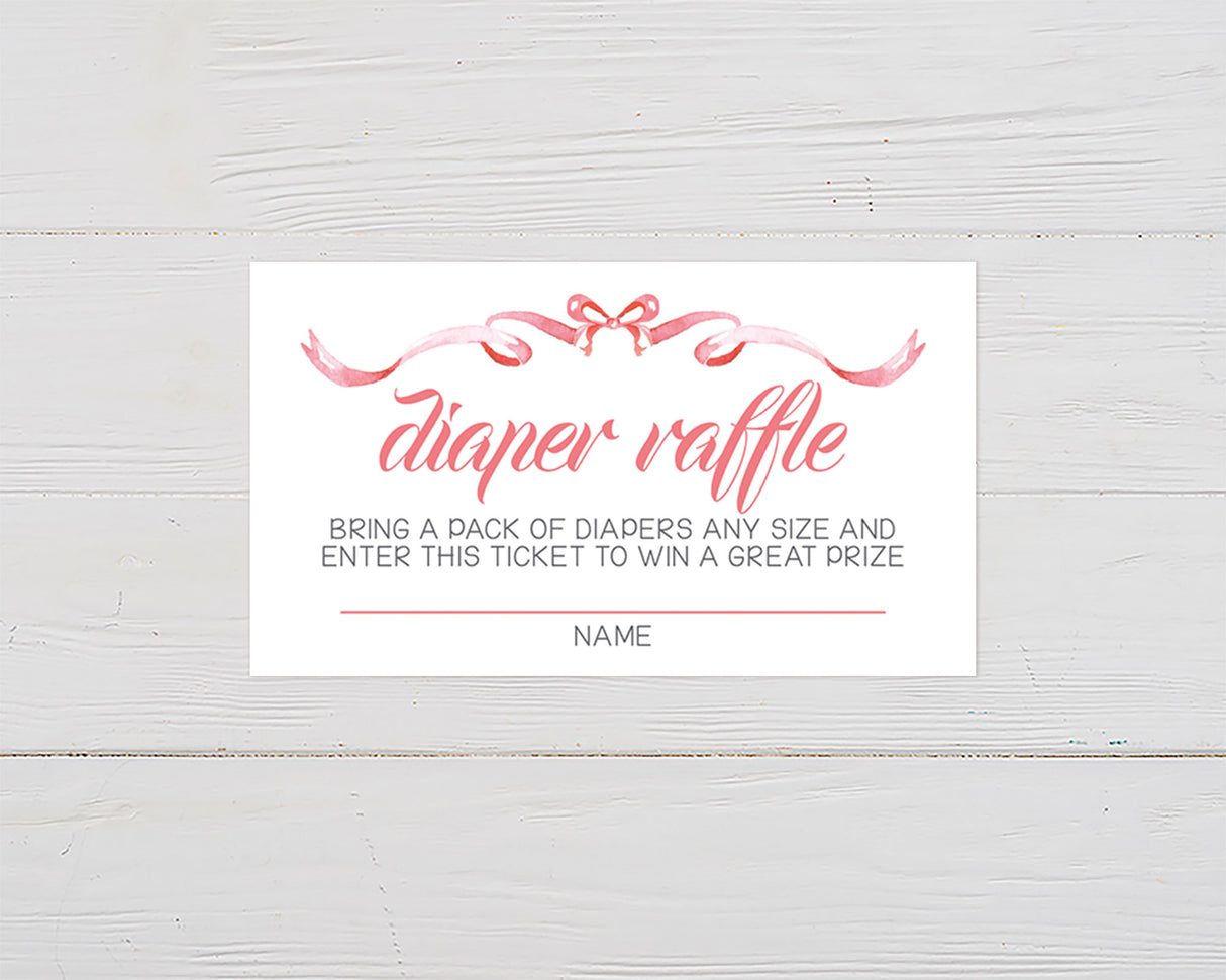 Pink Ribbons Diaper Raffle Ticket