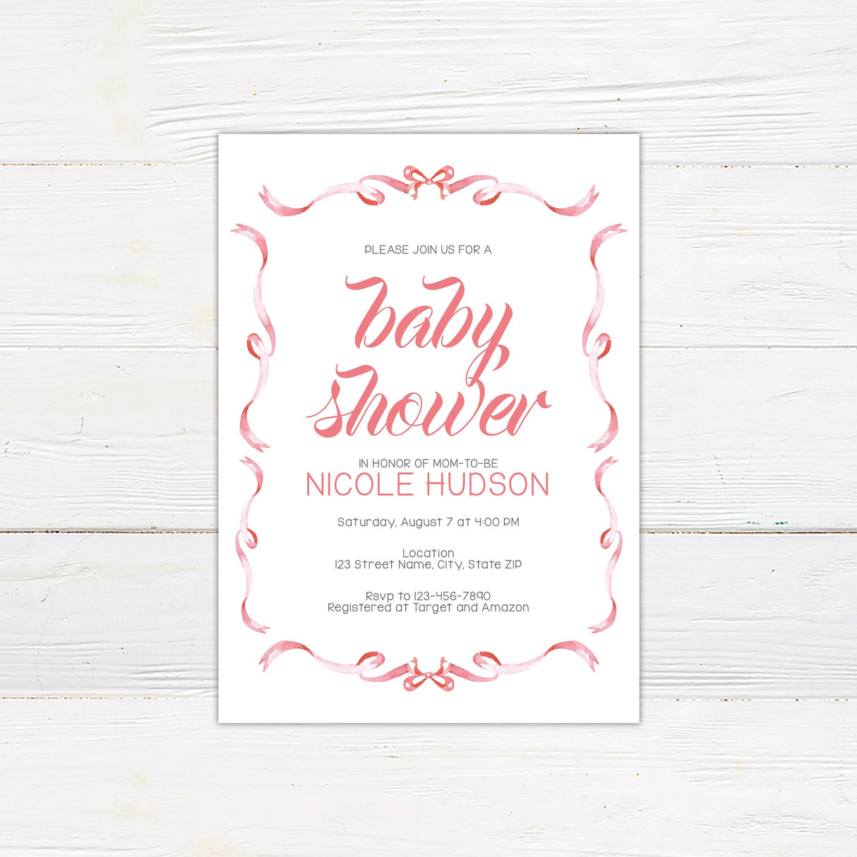 Pink Ribbons Invitation