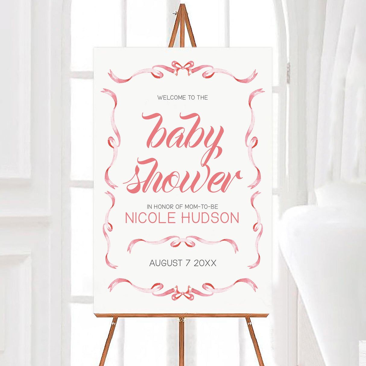 Pink Ribbons Shower Sign