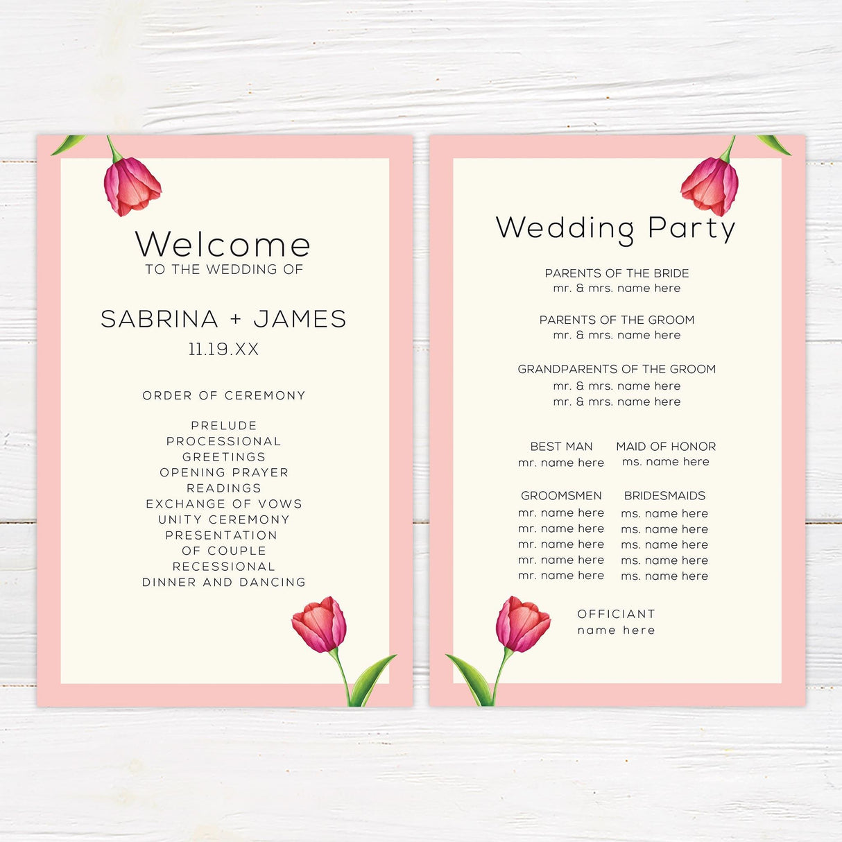 Pink Tulip Invitations - goprintplus