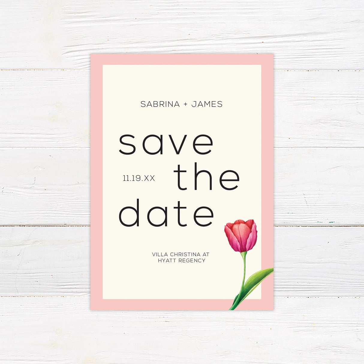 Pink Tulip Save The Date - goprintplus