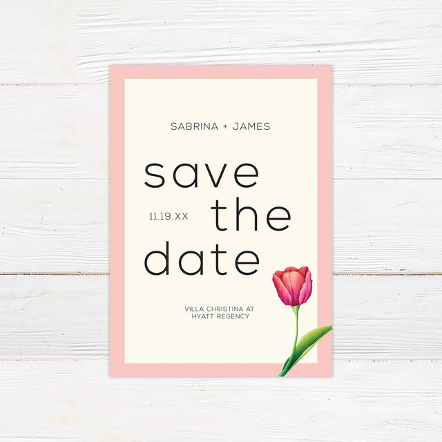 Pink Tulip Save The Date - goprintplus