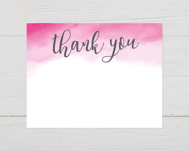 Pink Watercolor Splash Thank You Card - goprintplus