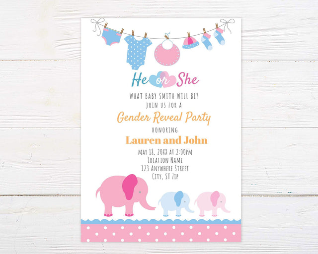 Pink Blue Elephant Gender Reveal - goprintplus