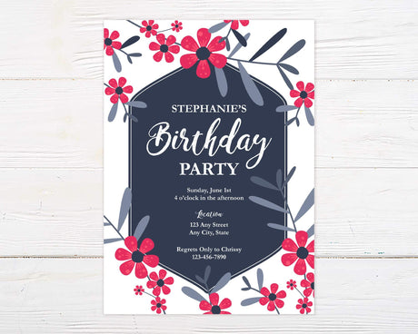 Pink and Purple Floral Invitation - goprintplus