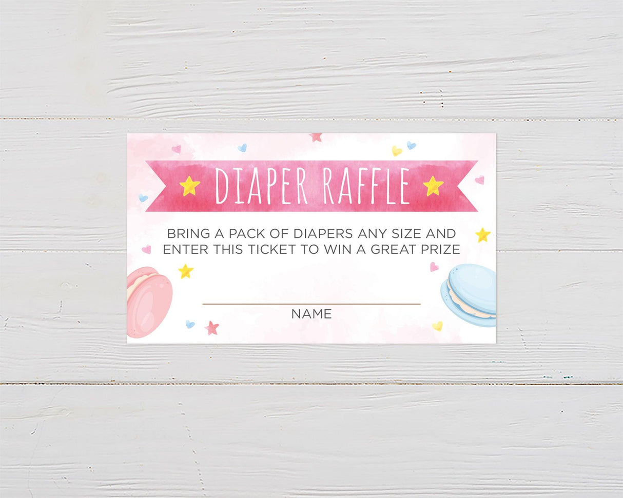 Pink or Blue Macaroon Diaper Raffle Ticket - goprintplus