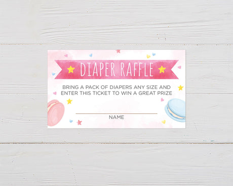 Pink or Blue Macaroon Diaper Raffle Ticket - goprintplus