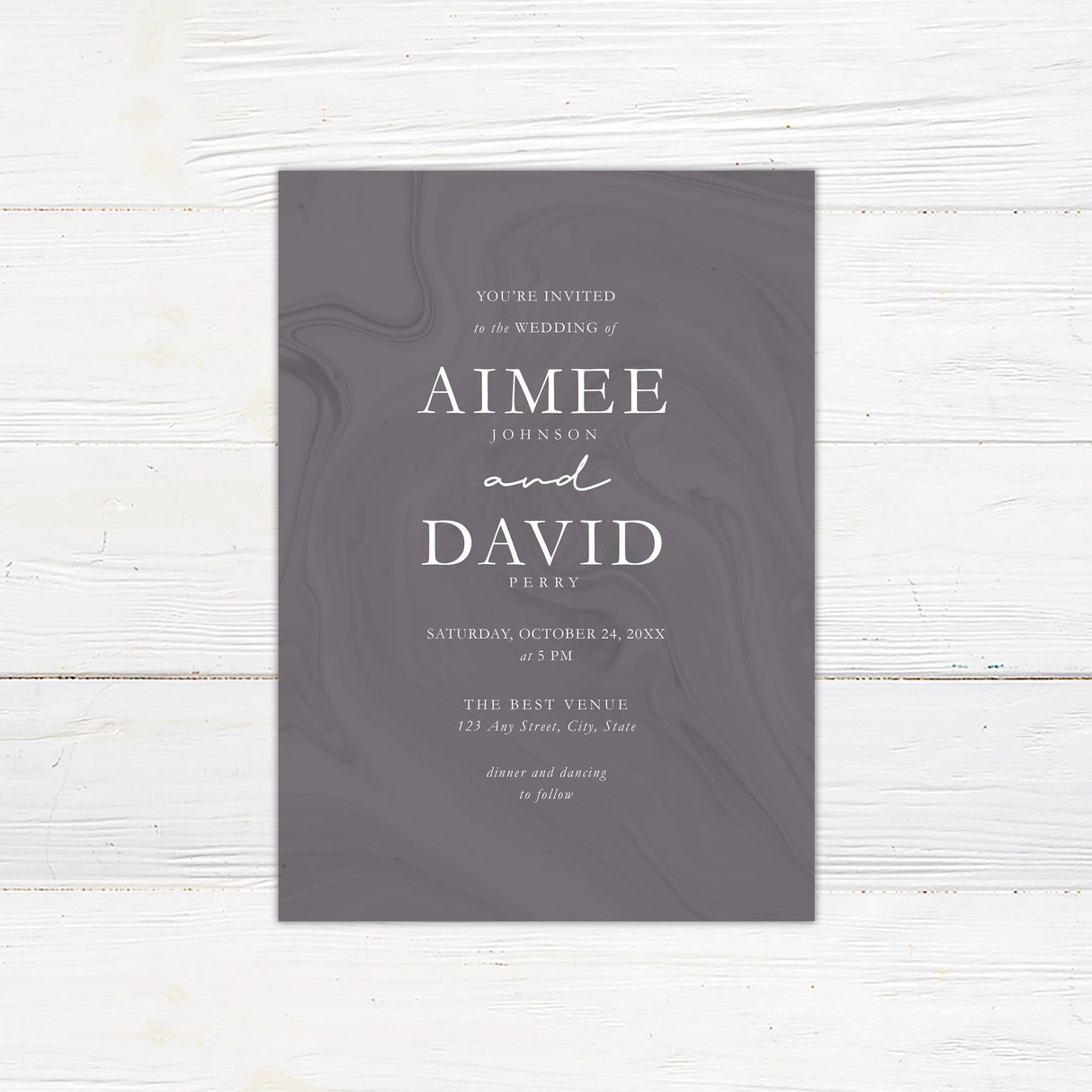 Plum Marble Invitations - goprintplus