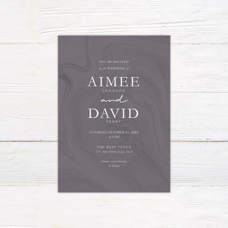 Plum Marble Invitations - goprintplus