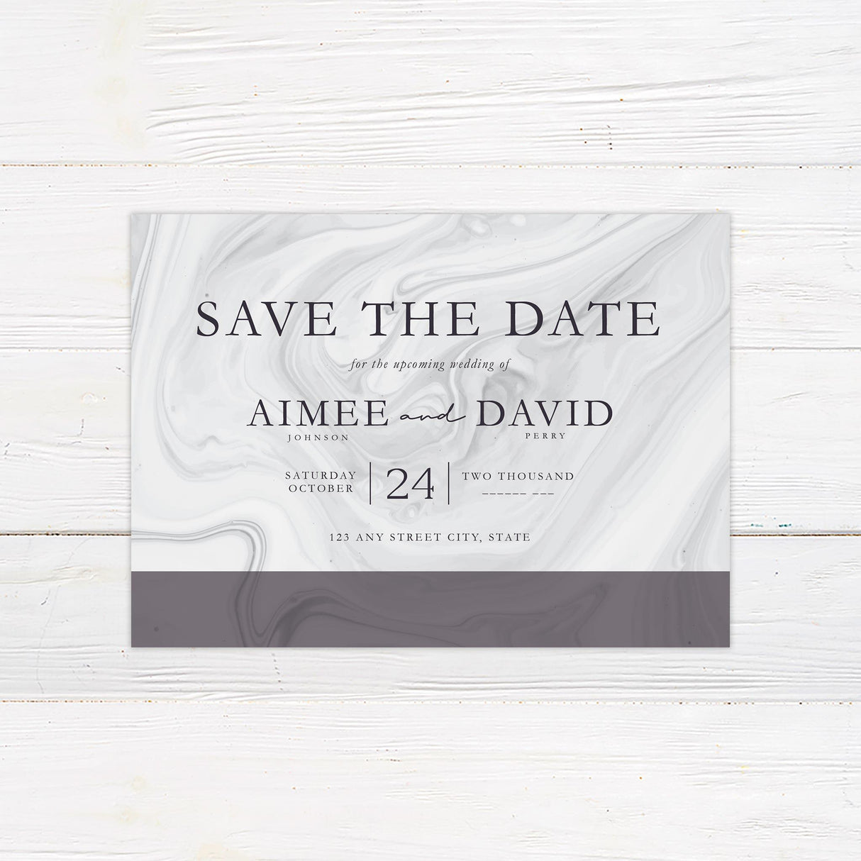 Plum Marble Save The Date - goprintplus