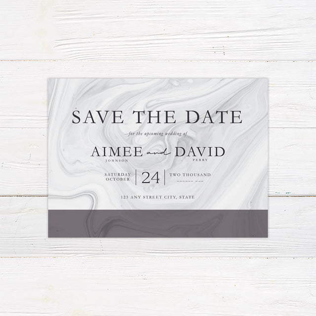 Plum Marble Save The Date - goprintplus