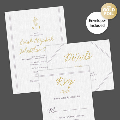 Plum Sprig Foil Invitation - goprintplus