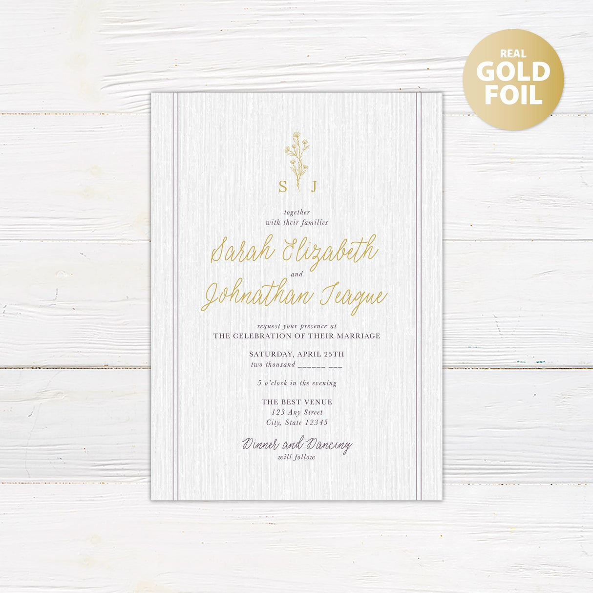 Plum Sprig Foil Invitation - goprintplus