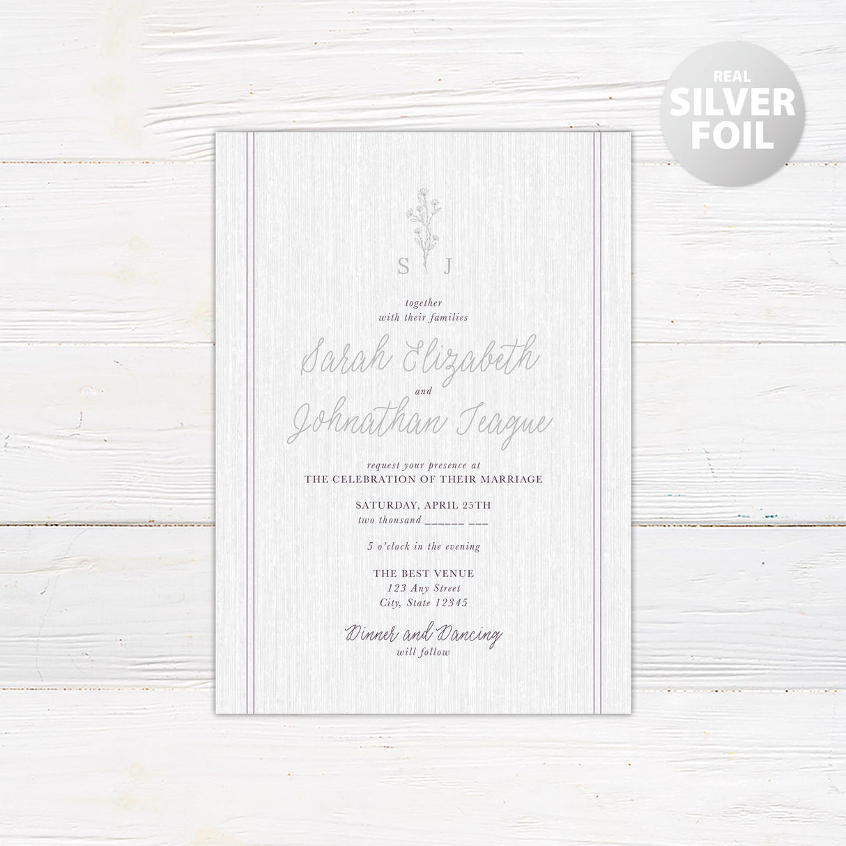 Plum Sprig Foil Invitation - goprintplus