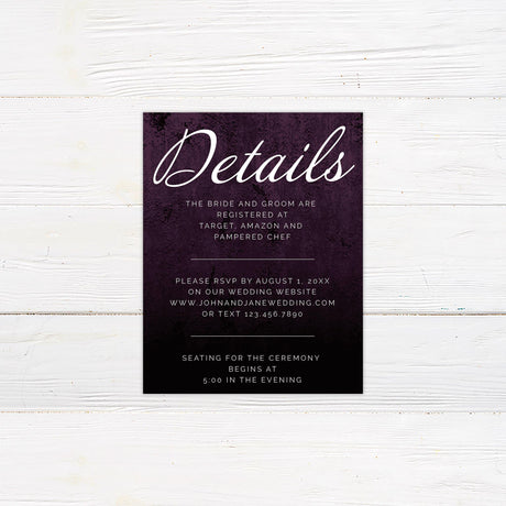 Plum Velvet Details Cards - goprintplus