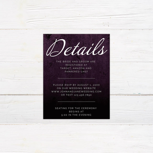 Plum Velvet Details Cards - goprintplus