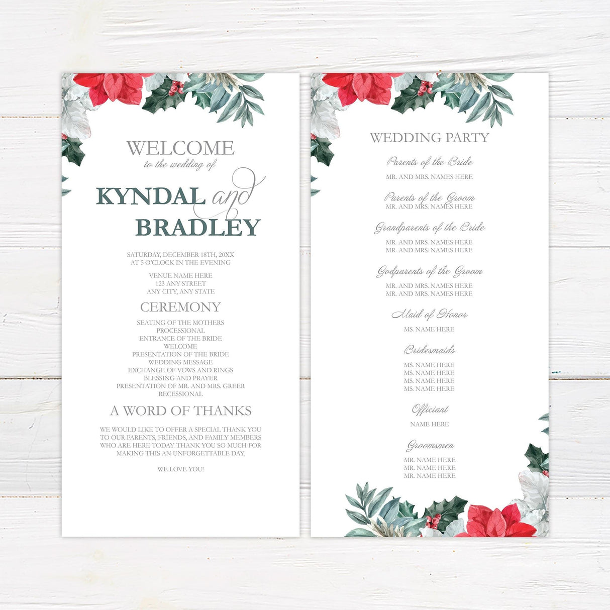 Poinsettia Wreath Invitations - goprintplus