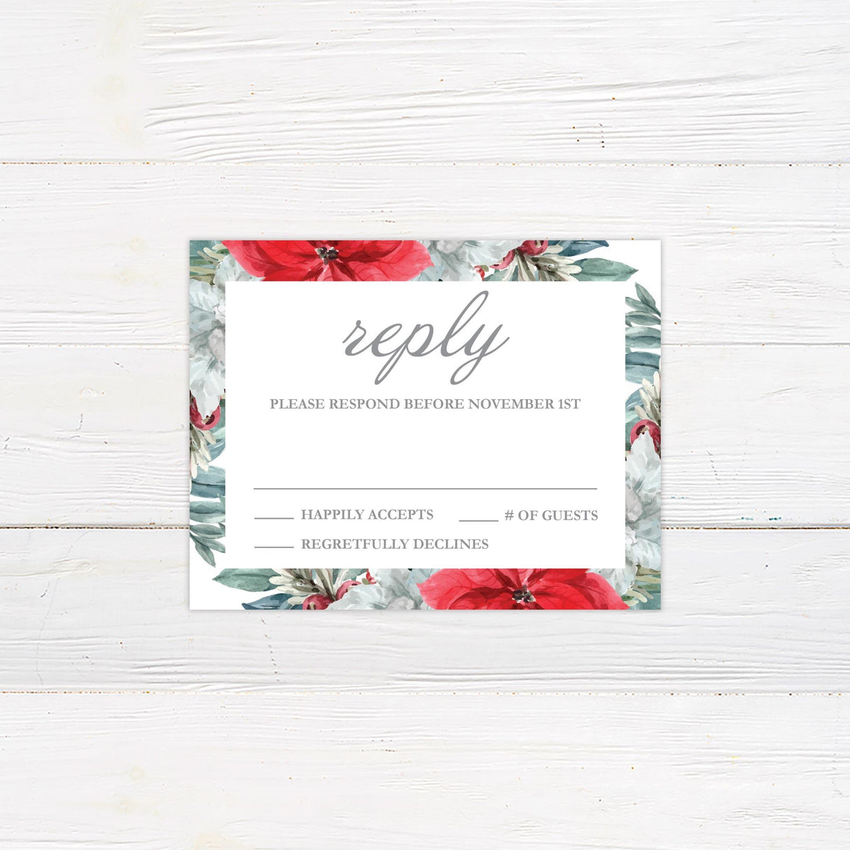 Poinsettia Wreath Invitations - goprintplus