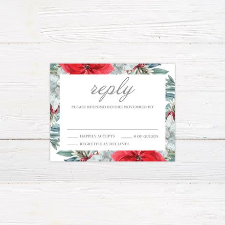 Poinsettia Wreath Invitations - goprintplus