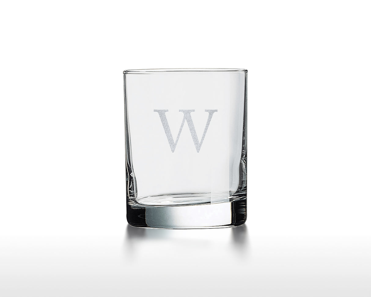 Polar Camel Rocks Glass featuring an elegant design with a stylized 'W' engraving.